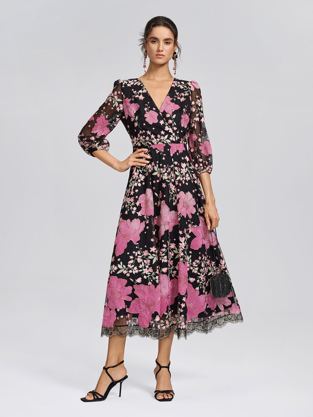 Mesh Floral Embroidery Lace Dress