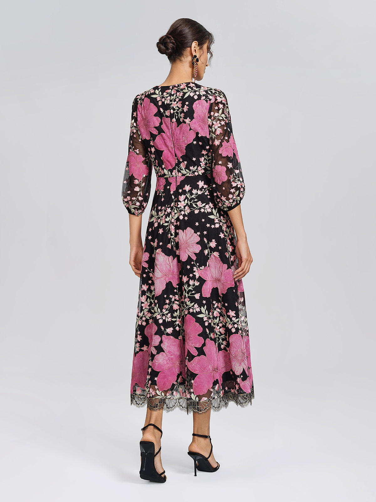 Mesh Floral Embroidery Lace Dress