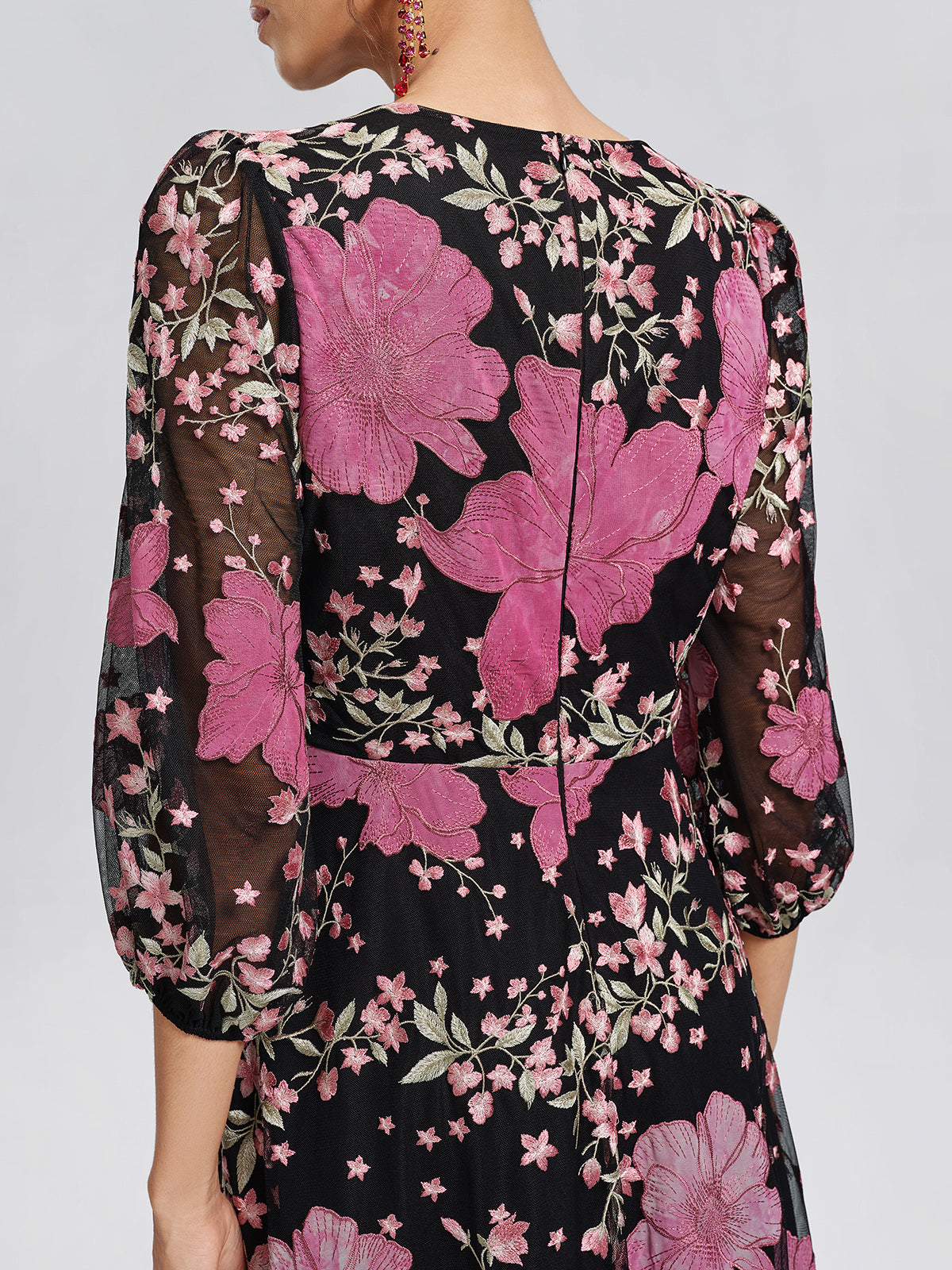 Mesh Floral Embroidery Lace Dress