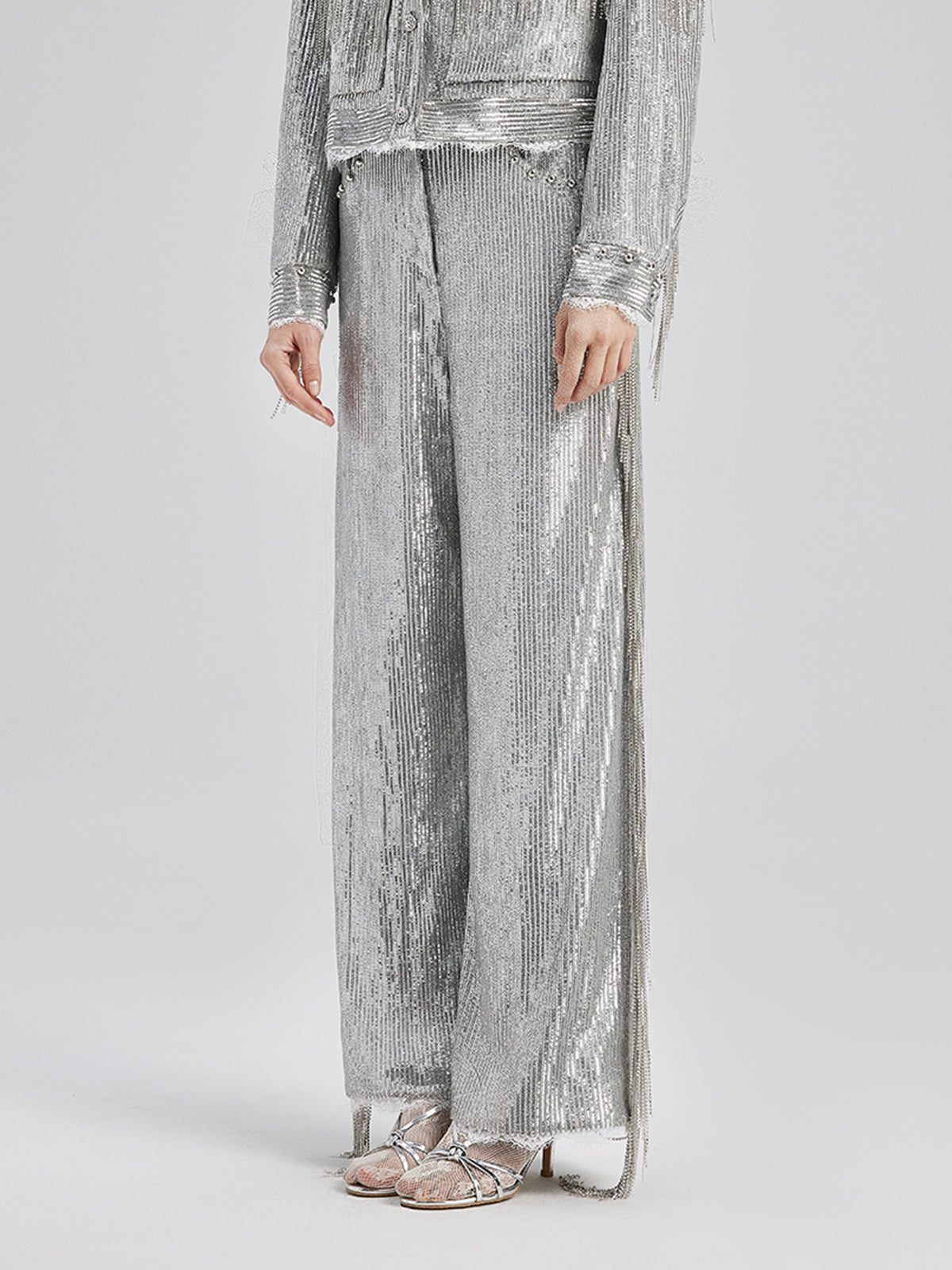 Final Sale | Sequin Lace Tassel Beaded Pants