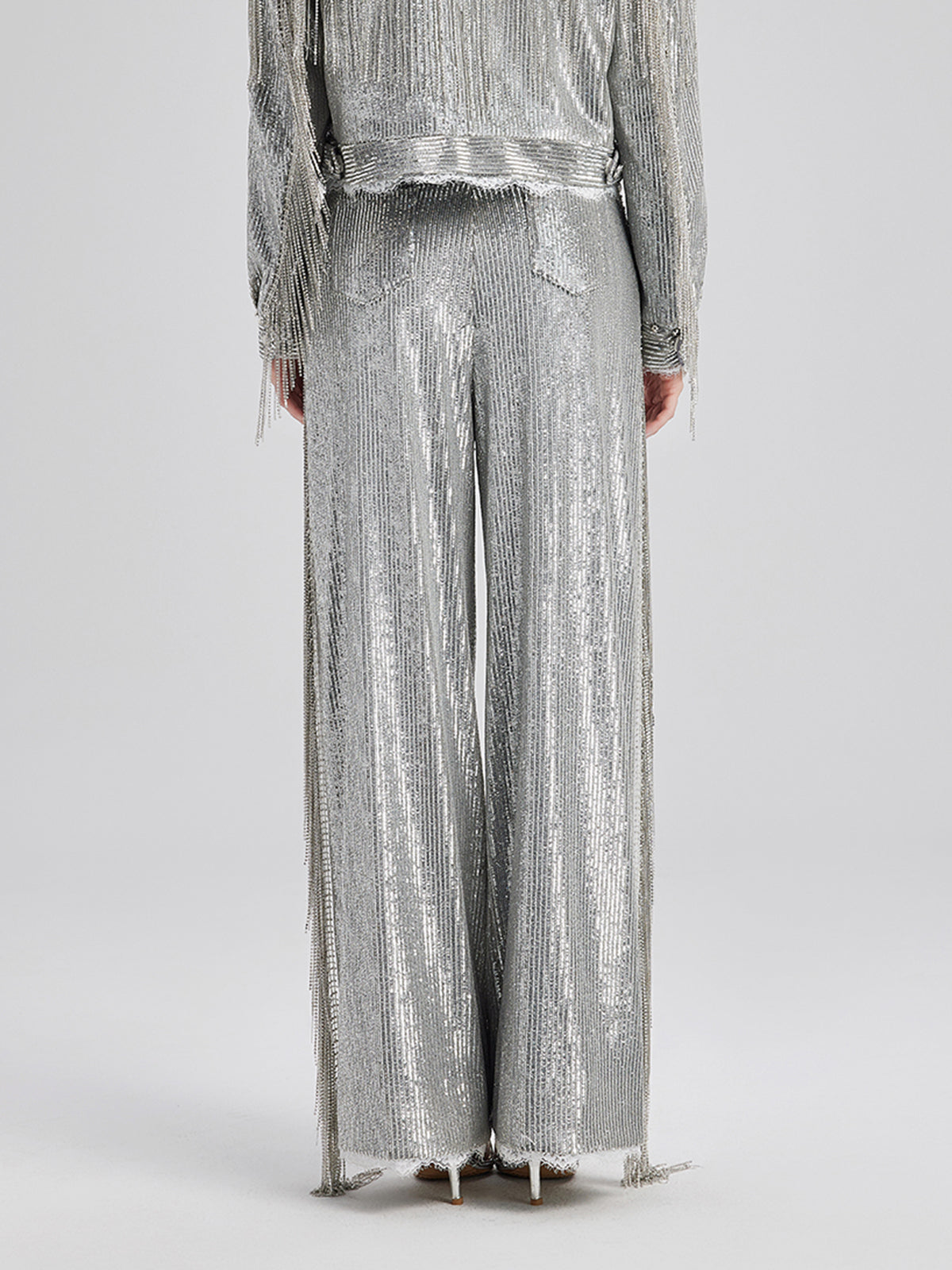 Final Sale | Sequin Lace Tassel Beaded Pants