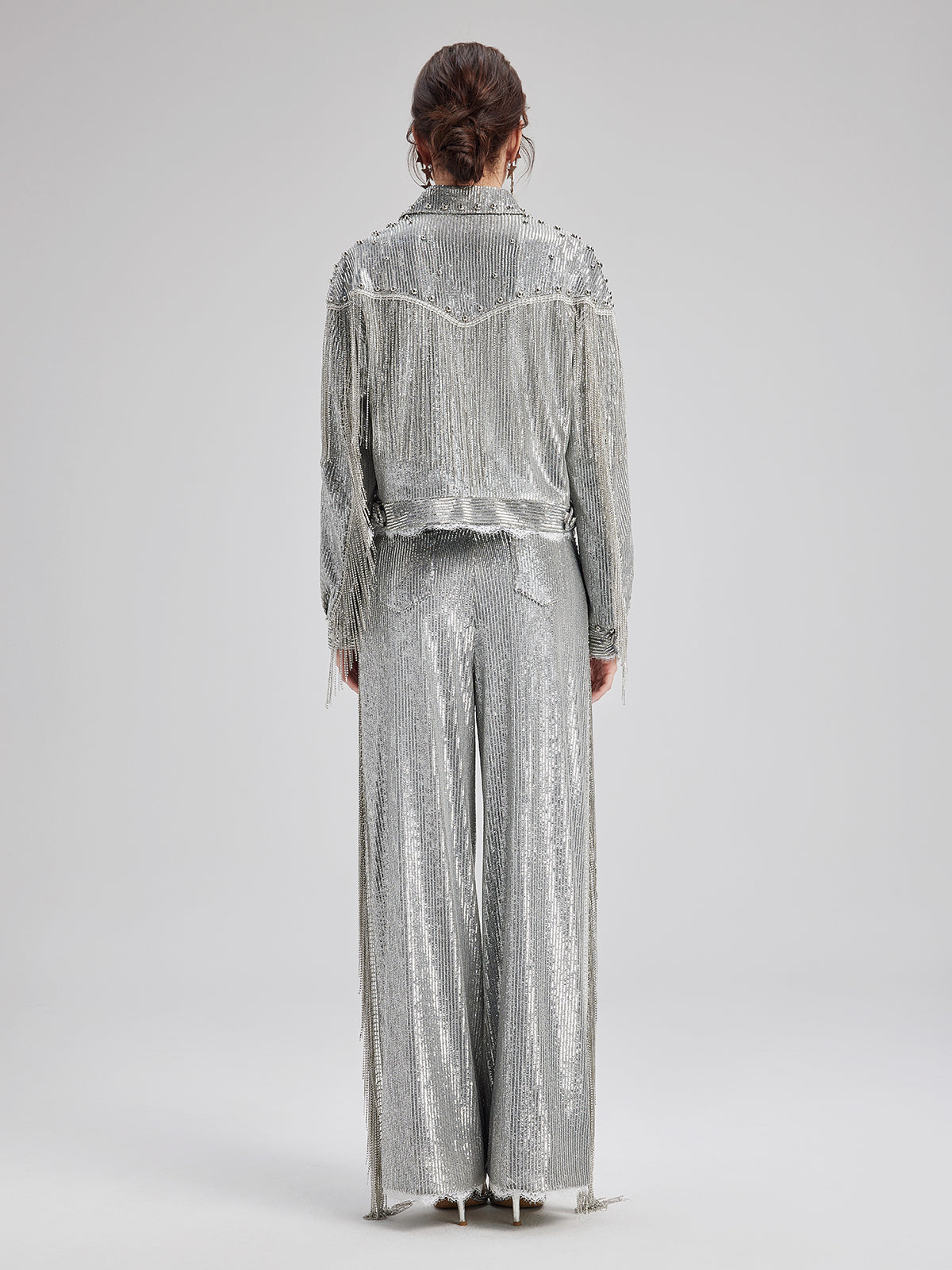 Final Sale | Sequin Lace Tassel Beaded Pants