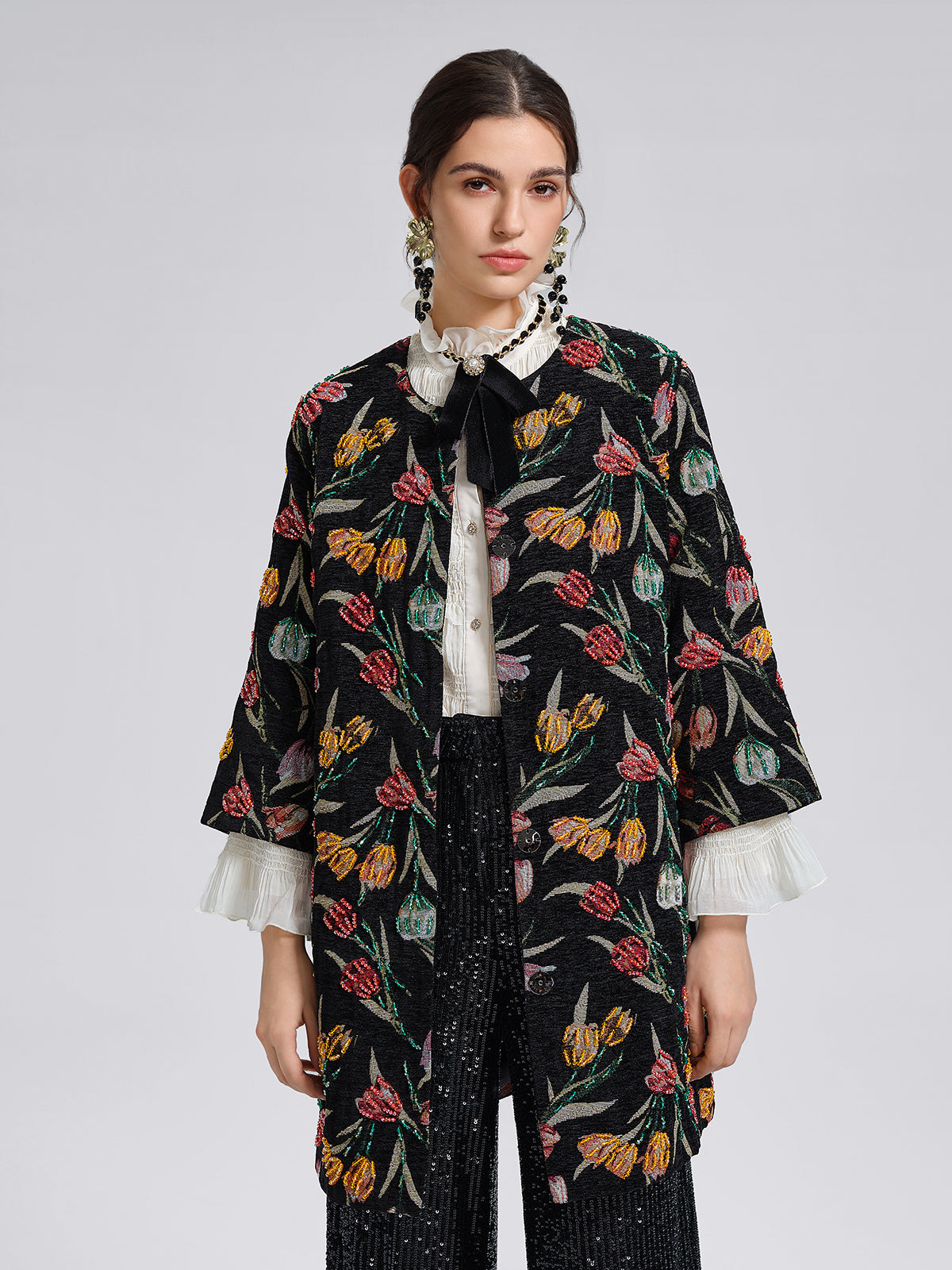 3D Hand-Beaded Statement Jacket