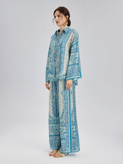 Baroque Printed Silk Lounge Set