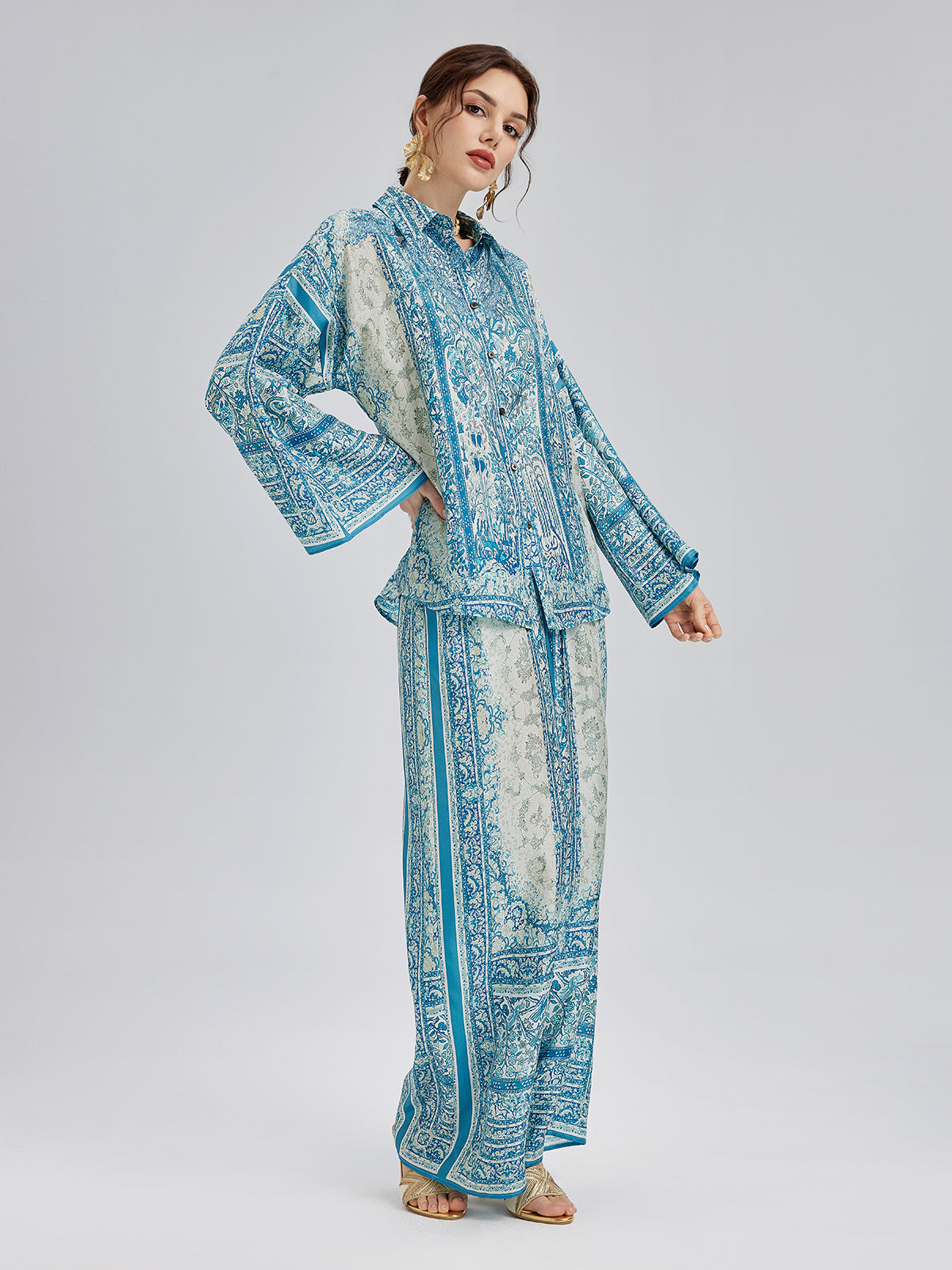 Baroque Printed Silk Lounge Set