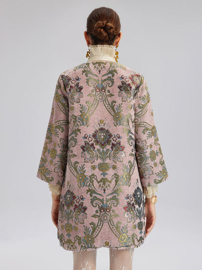 Hand-Beaded Embroidered Silk-Textured Jacket