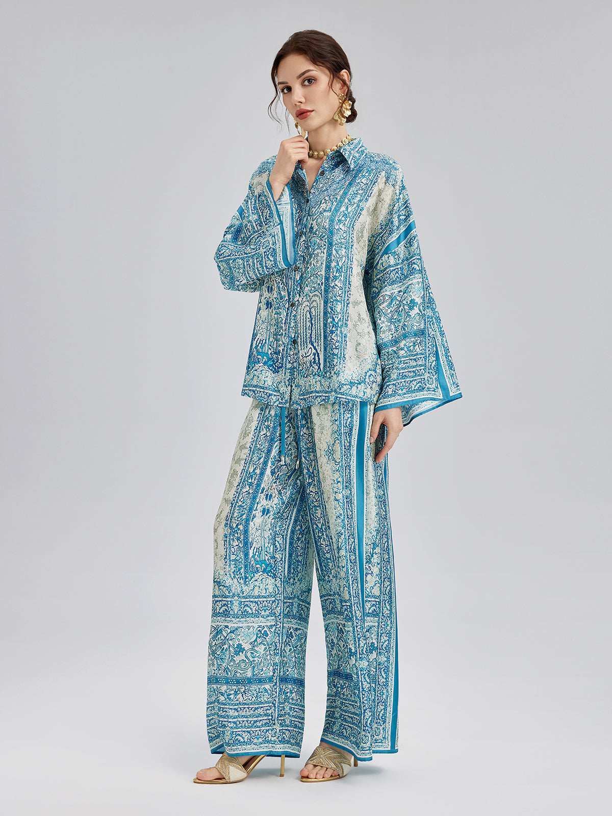 Baroque Printed Silk Lounge Set
