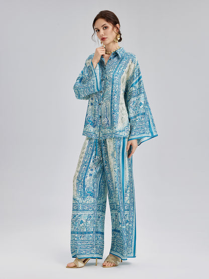 Baroque Printed Silk Lounge Set