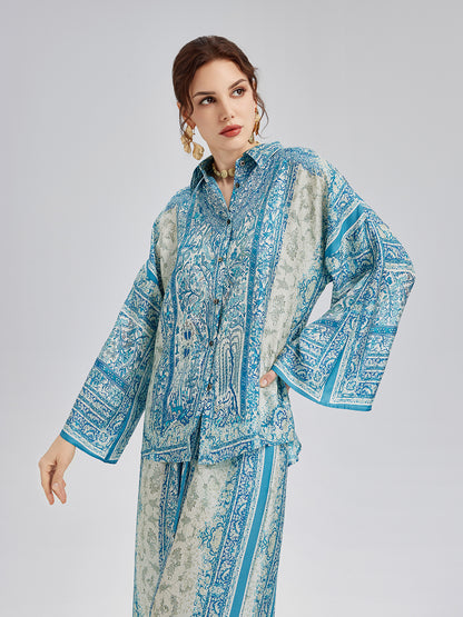 Baroque Printed Silk Lounge Set