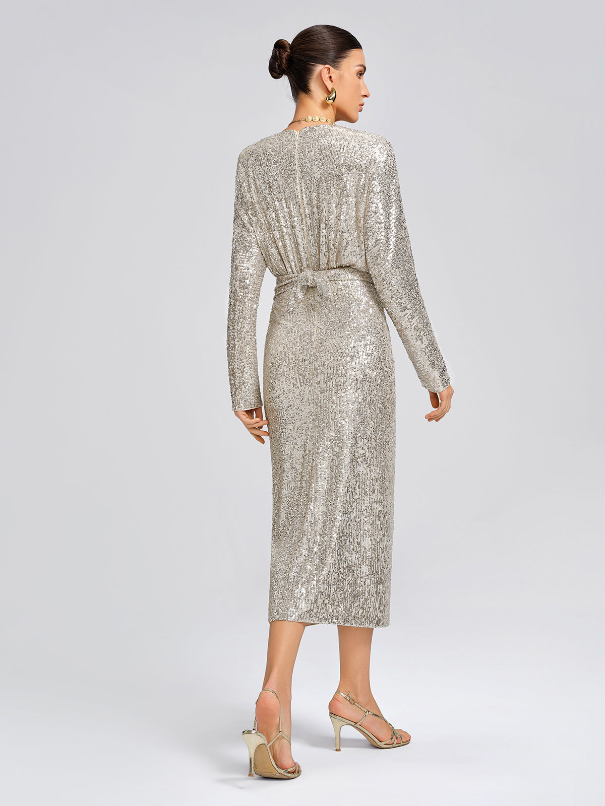 Elegant V-Neck Sequin Dress