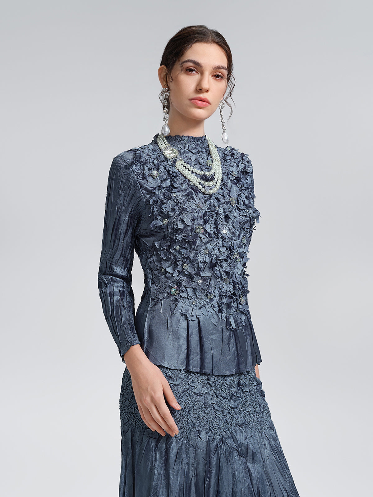 Handcrafted Pleated Texture Beaded Set