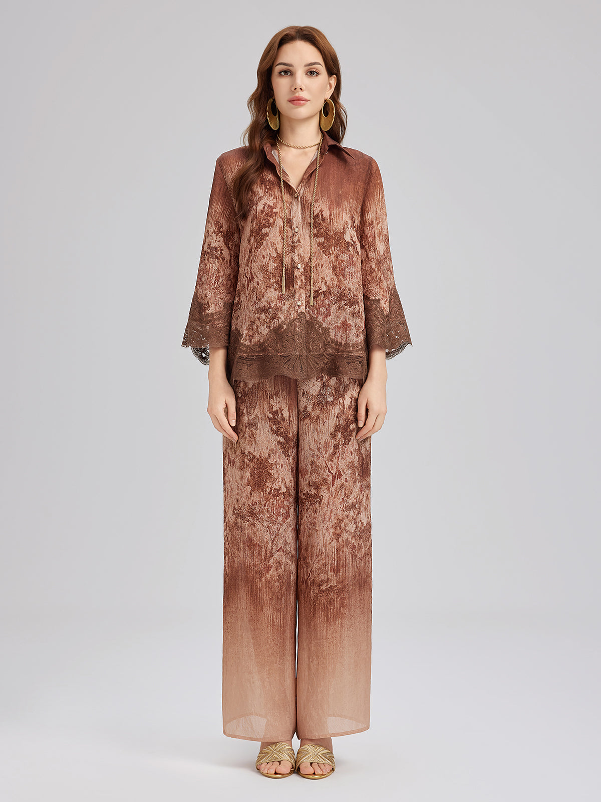 Ombre Lace Trim Pants