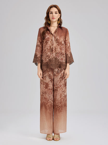 Ombre Lace Trim Pants