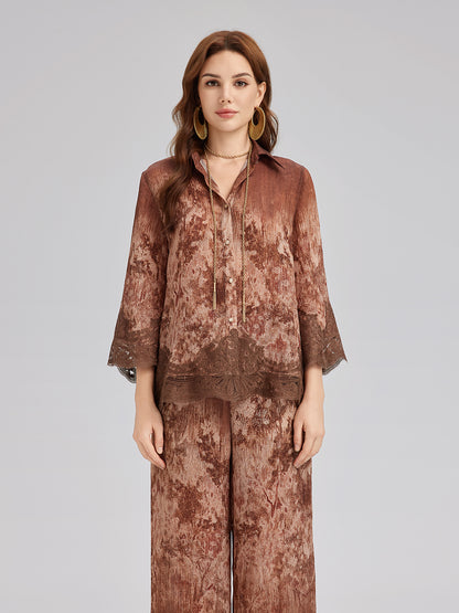 Ombre Lace Panel Shirt