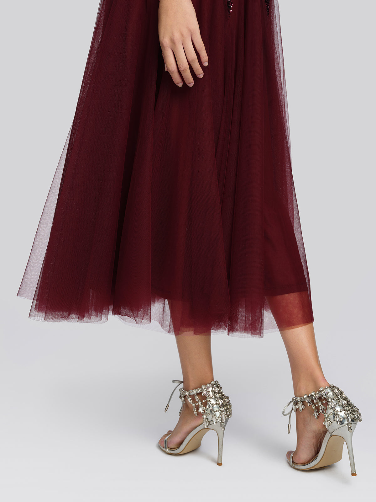 Sequin Mesh Layered A-Line Dress