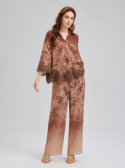 Ombre Lace Trim Pants