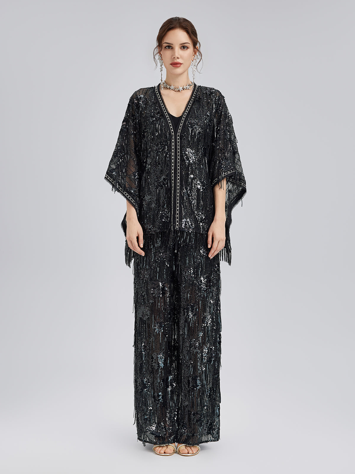Custom Sequin Fringe Rock Cape