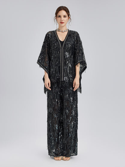 Custom Sequin Fringe Rock Cape
