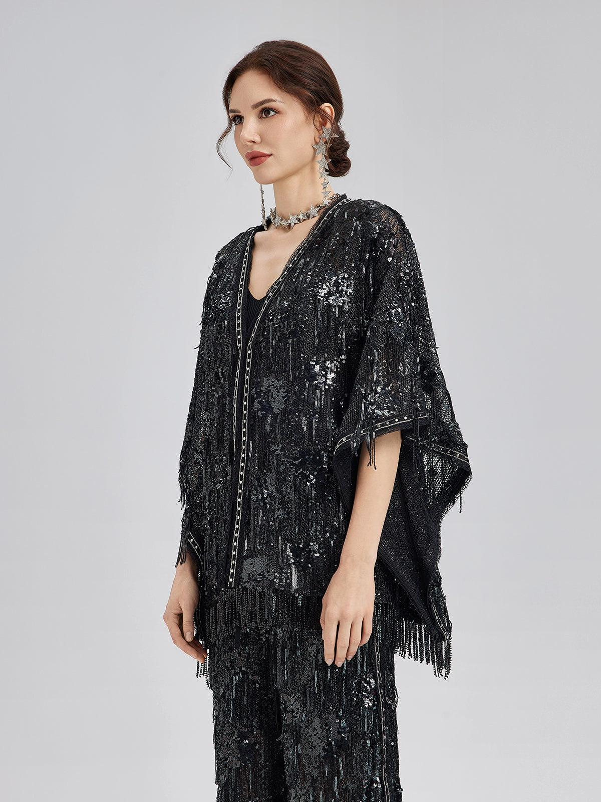 Custom Sequin Fringe Rock Cape