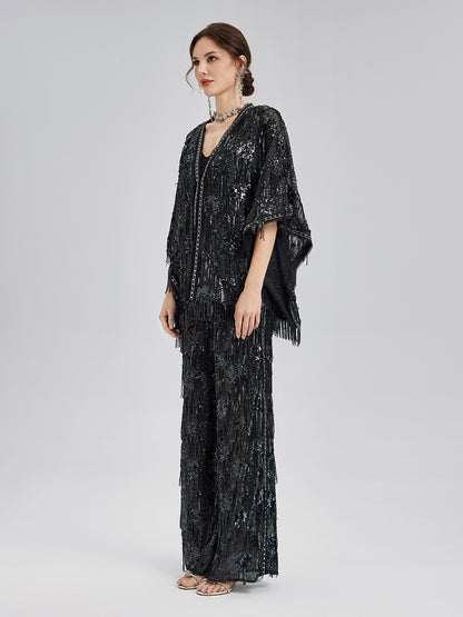 Custom Sequin Fringe Rock Cape