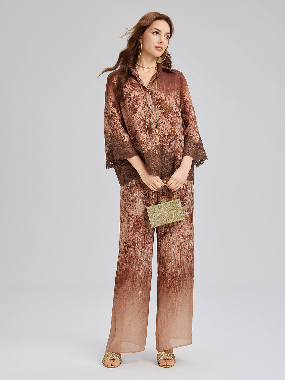 Ombre Lace Trim Pants