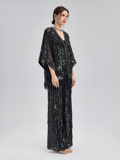 Custom Sequin Fringe Rock Cape