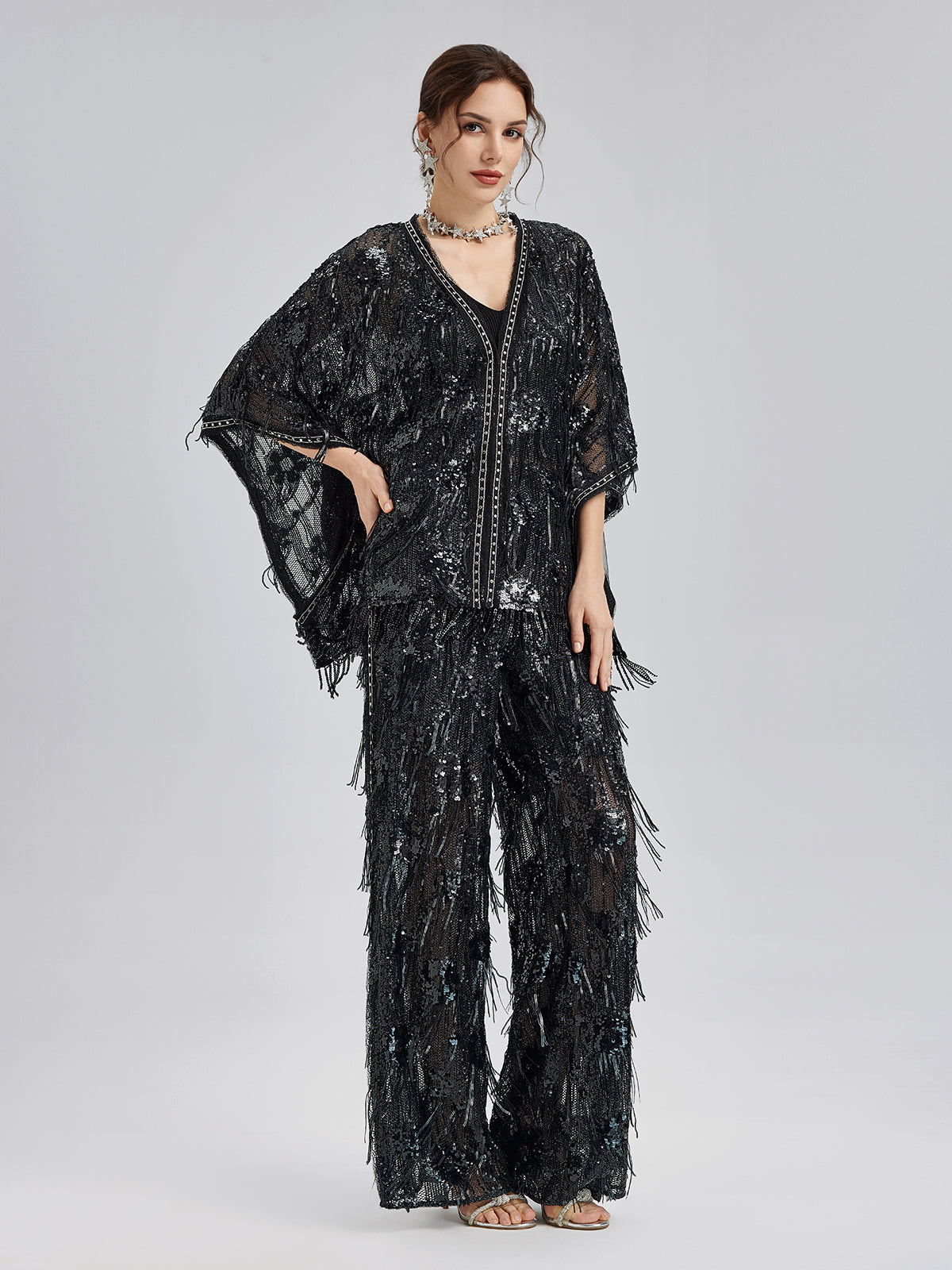 Custom Sequin Fringe Rock Cape