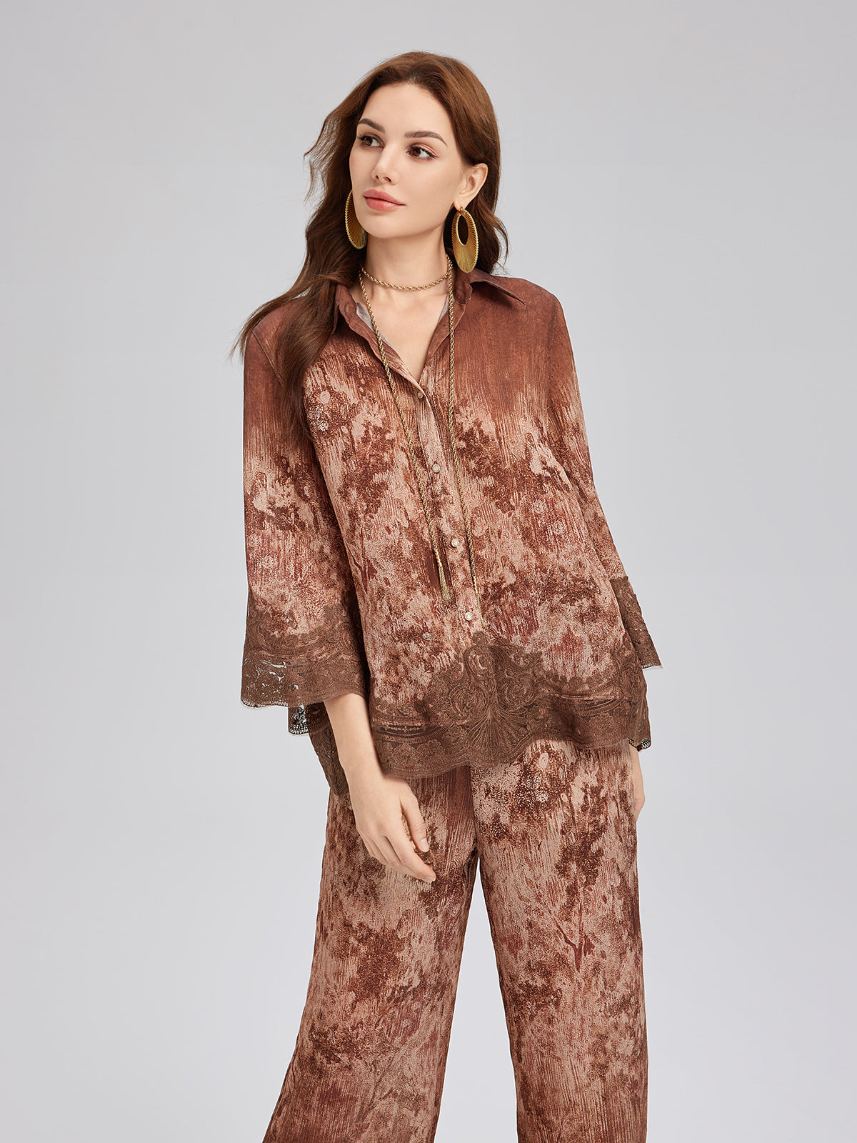 Ombre Lace Panel Shirt