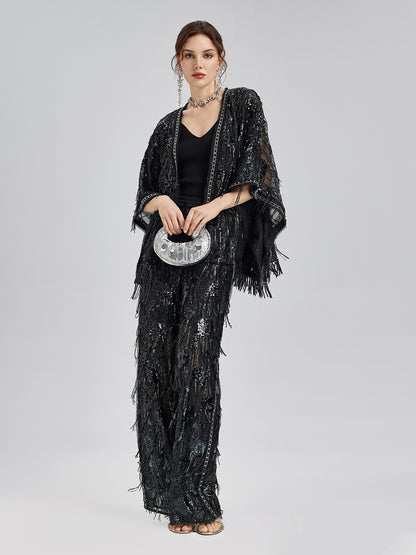 Custom Sequin Fringe Rock Cape