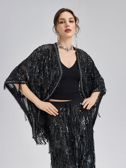 Custom Sequin Fringe Rock Cape