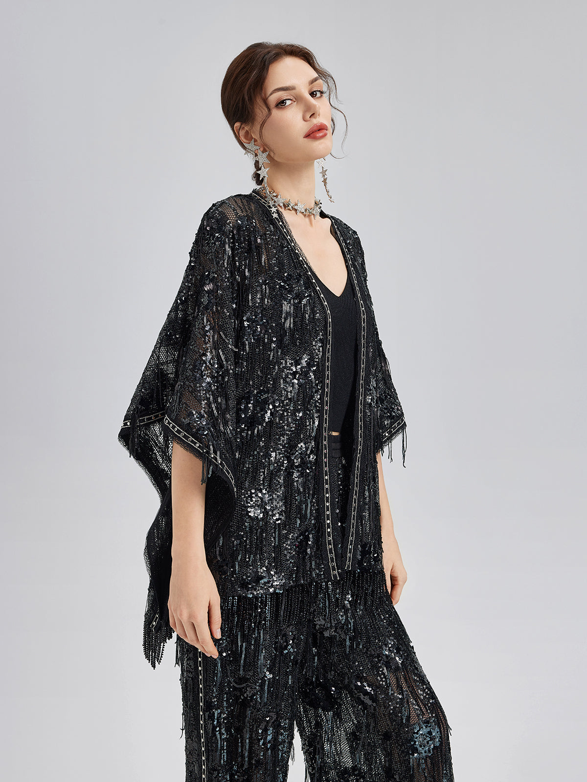 Custom Sequin Fringe Rock Cape