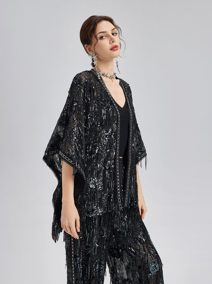 Custom Sequin Fringe Rock Cape
