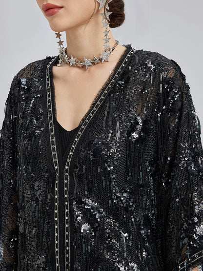 Custom Sequin Fringe Rock Cape