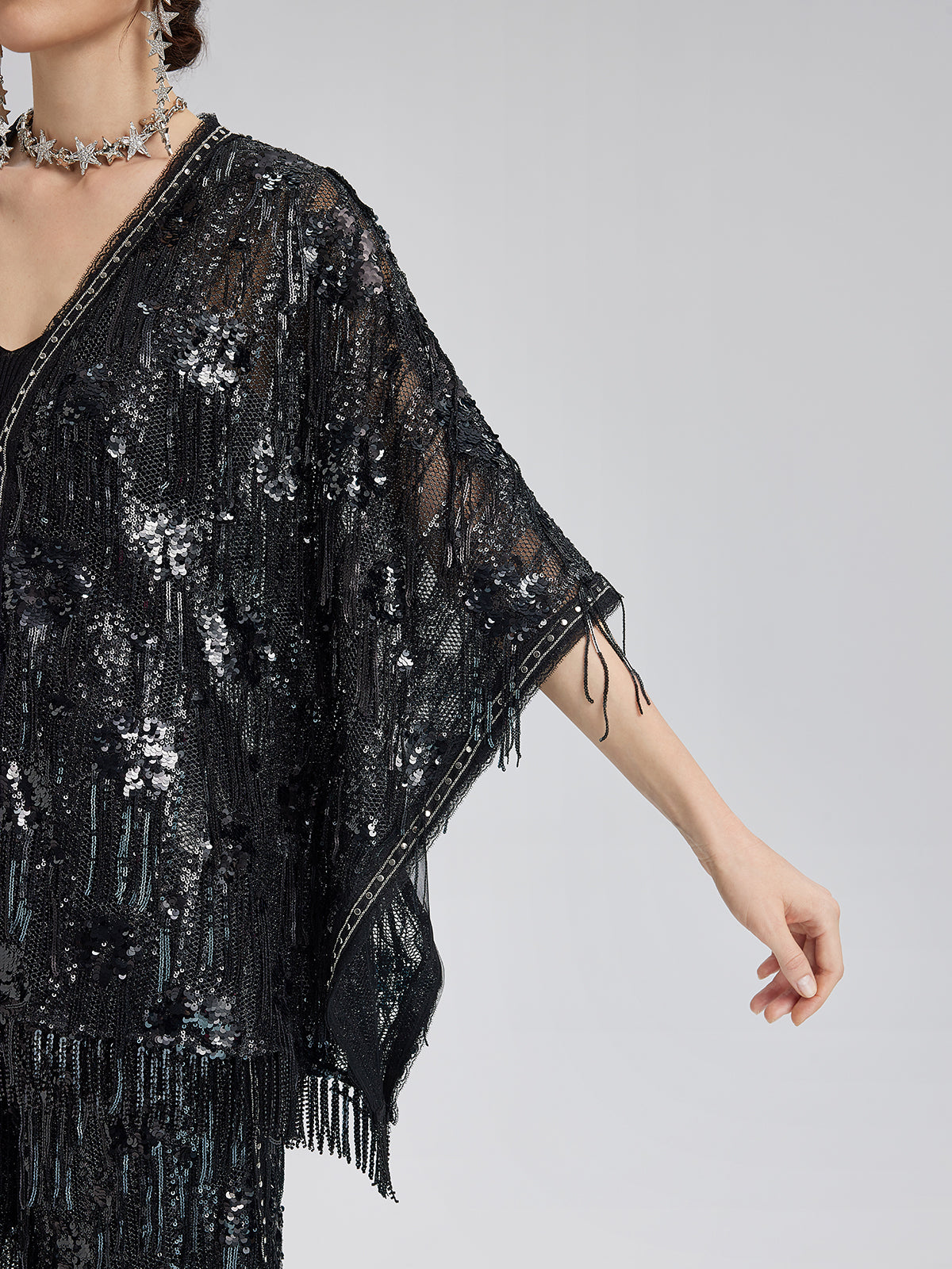 Custom Sequin Fringe Rock Cape