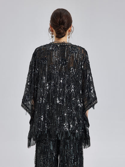 Custom Sequin Fringe Rock Cape