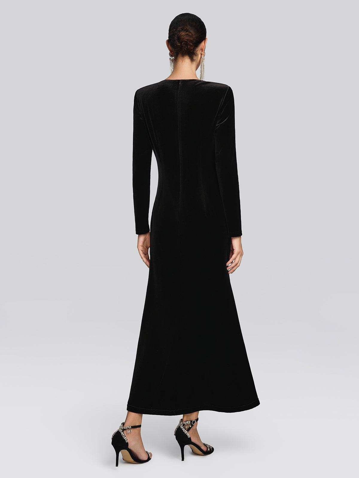 Stretch Velvet Crystal Mesh Mermaid Dress