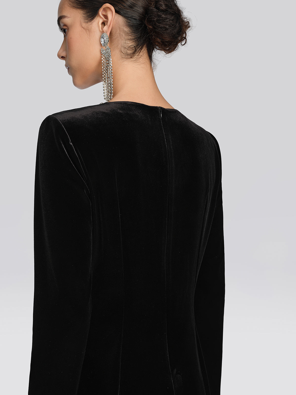 Stretch Velvet Crystal Mesh Mermaid Dress