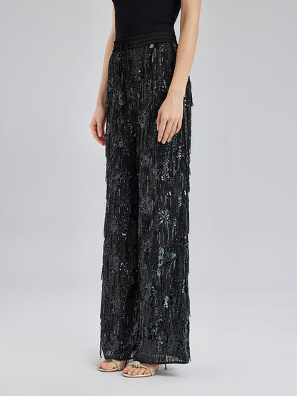 Custom Sequin Fringe Rock Pants