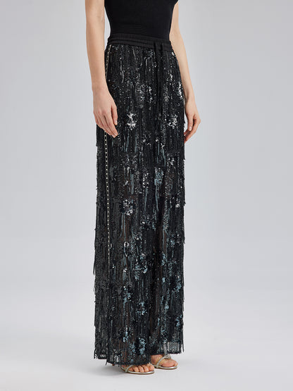 Custom Sequin Fringe Rock Pants