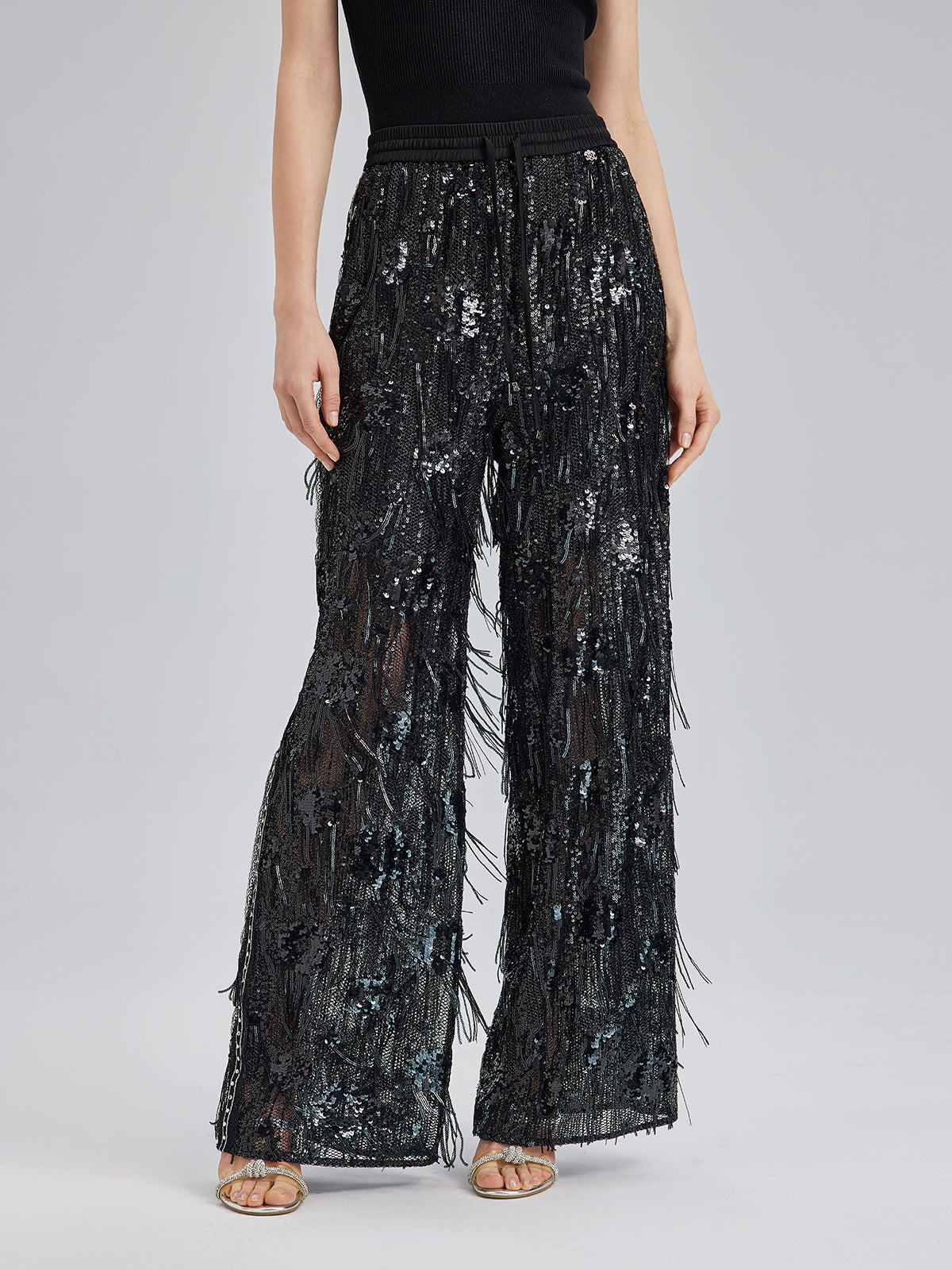 Custom Sequin Fringe Rock Pants