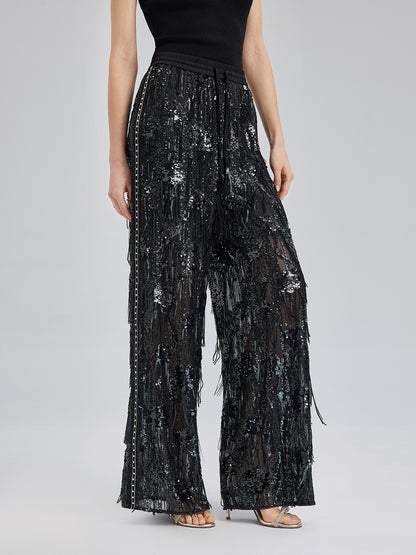 Custom Sequin Fringe Rock Pants