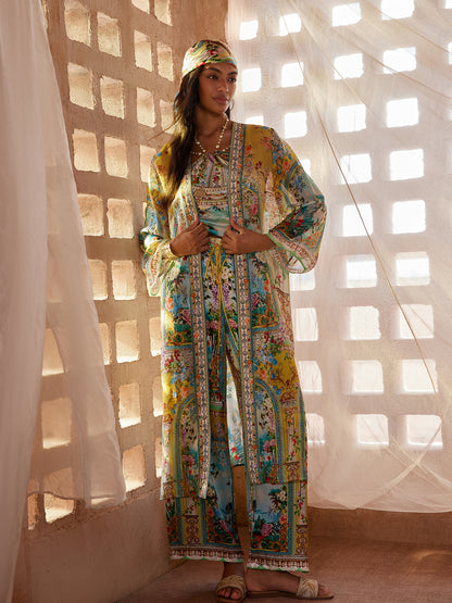 100% Silk Rhinestone Manor Print Cover-Up