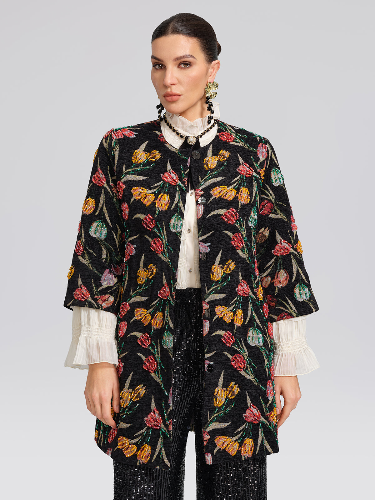 3D Hand-Beaded Statement Jacket