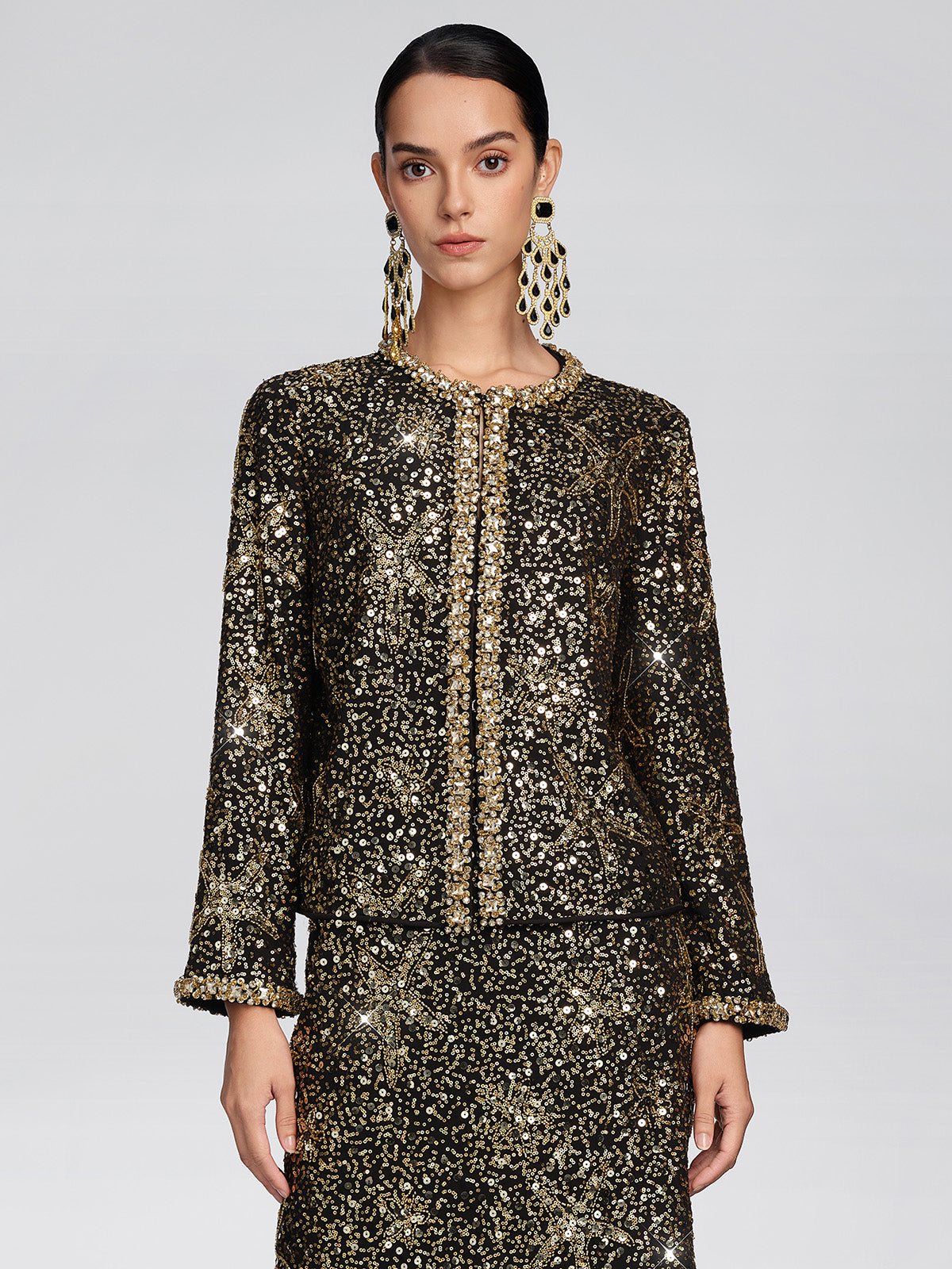 Gold Sequin Star Beaded Jacket
