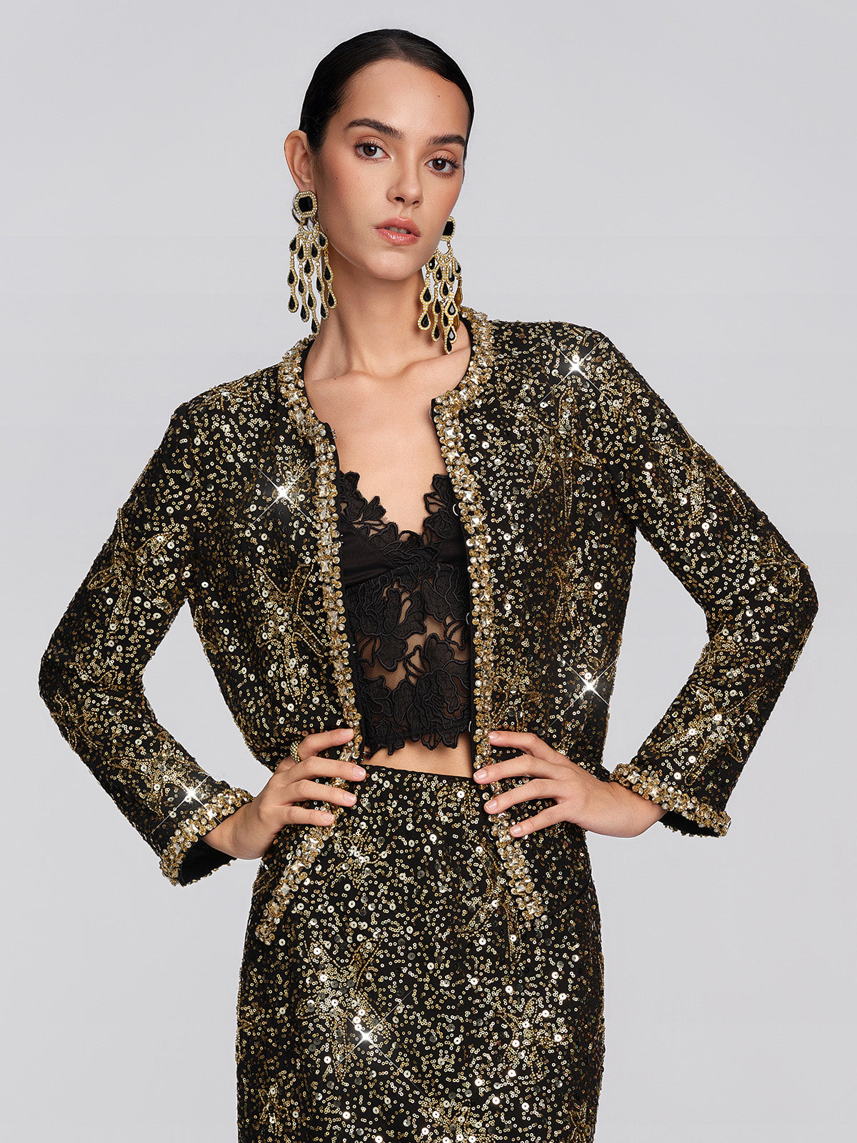 Gold Sequin Star Beaded Jacket
