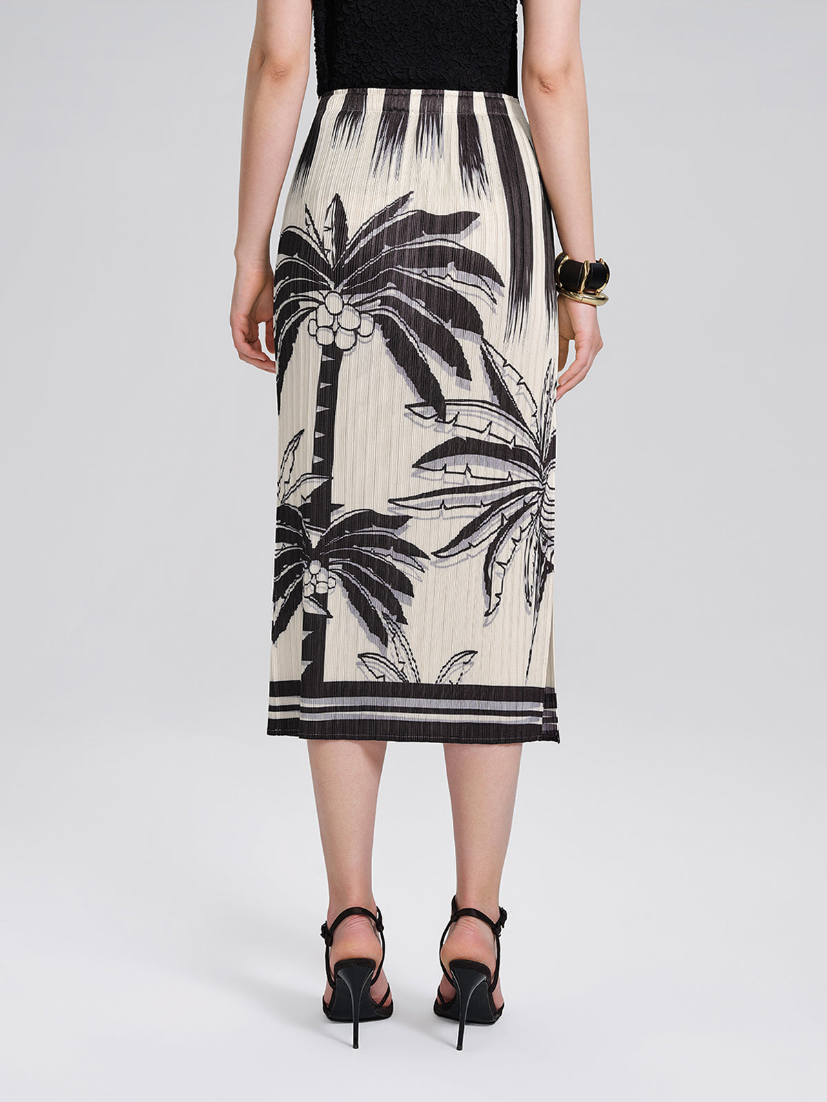 Pleated Relaxed Elastic Waist Wrinkled Midi Skirt