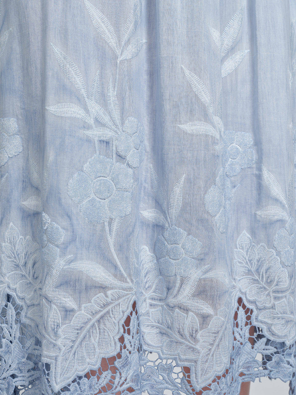 Silk Cotton Embroidered Lace Trin Panel Skirt