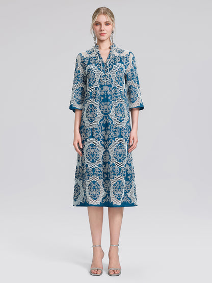 Cutwork Embroidered Beaded Straight Dress