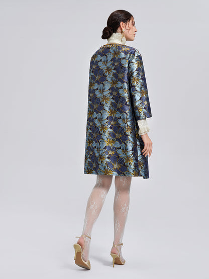 Hand-Sewn Crystal Floral Jacquard Jacket