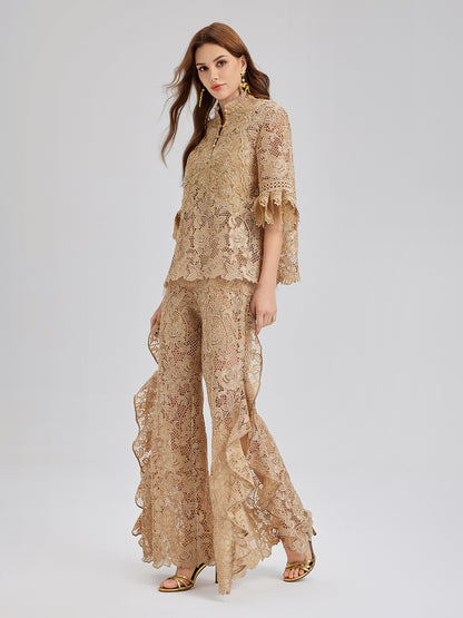 Handcrafted Ribbed Lace Bohemian Top